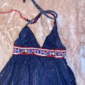 Free people metallic halter dress